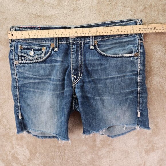 True Religion Made in USA Billy Giant Big T Jeans Short Denim Size 36 Seat 34 - Picture 8 of 15